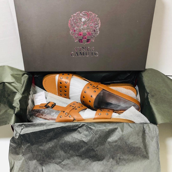 SOLD Vince Camuto Rickita Tan Stud Leather Sandal - Picture 5 of 8